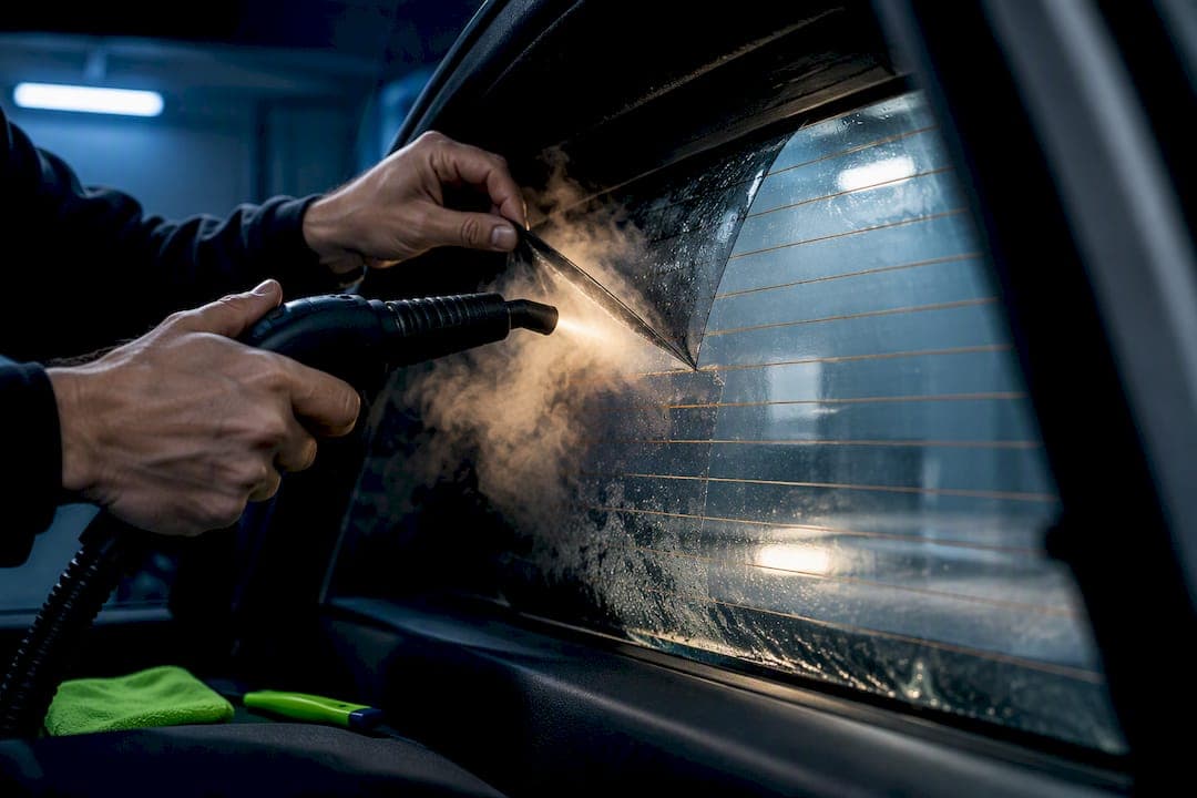 Steam First Removal Prevents Rear Window Defroster Tint Damage